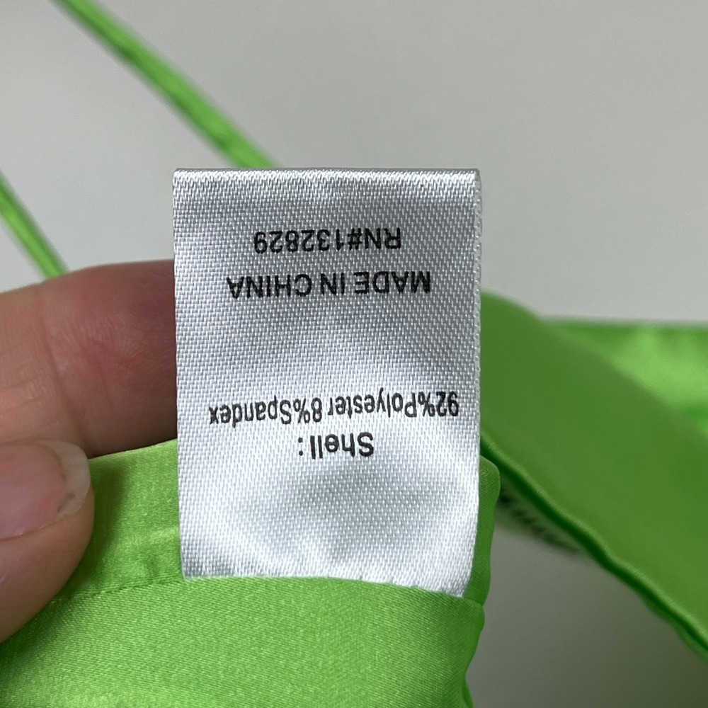 Superdown Lime Green Satin Crop Top Bandeau Cami Back Zip XS - Picture 6 of 7